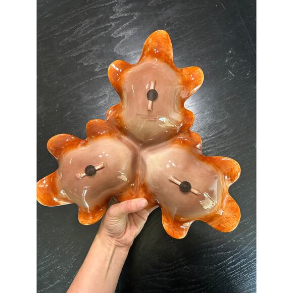 Bombay- Ceramic- Brown- Forest- Acorn Leaf Center tri compartment Tablewear - Picture 3 of 5